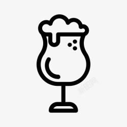 易碎啤酒杯啤酒郁金香杯奶昔把手图标高清图片