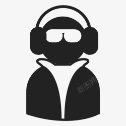 戴着耳机的小孩戴着墨镜耳机和夹克的帅哥图标高清图片