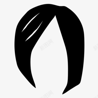 不对称头发女孩发型女性发型图标图标