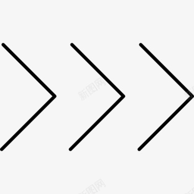 三个V形箭头指向右侧运动挑战笔划图标图标