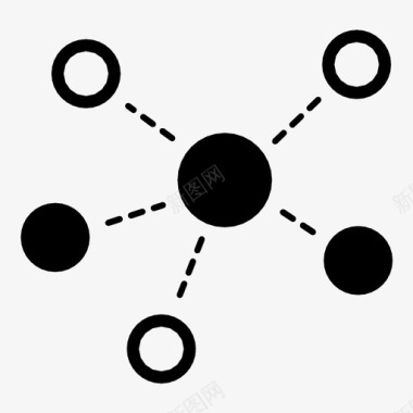 三维粒子网络组织在线社区图标图标