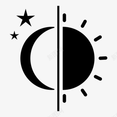 彩绘太阳夜以继日月亮星星图标图标