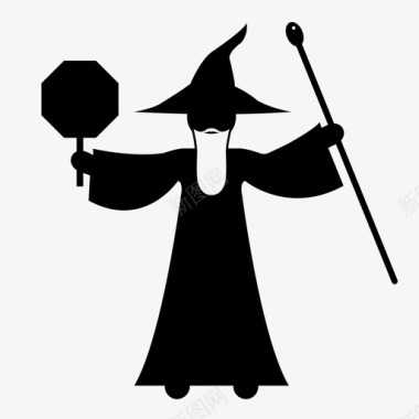 标牌巫师女巫警告图标图标