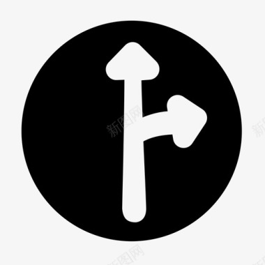道路直行或右转环形交叉口信号图标图标