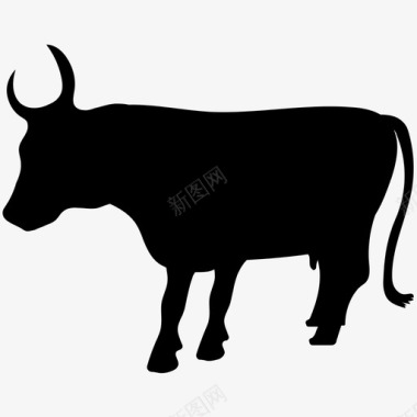 强壮的牛牛动物实心图标图标