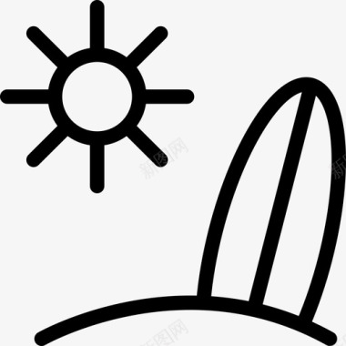海滩船太阳图标图标