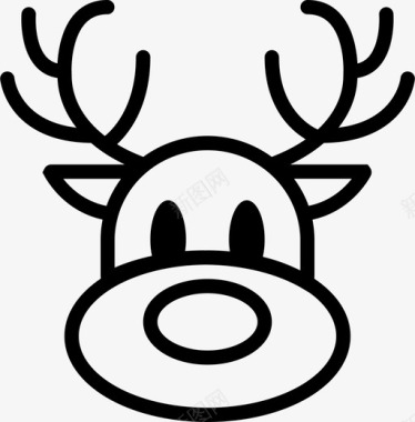 冬天小草驯鹿鹿角圣诞节图标图标