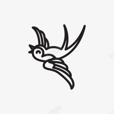 心形和翅膀纹身燕子动物鸟图标图标