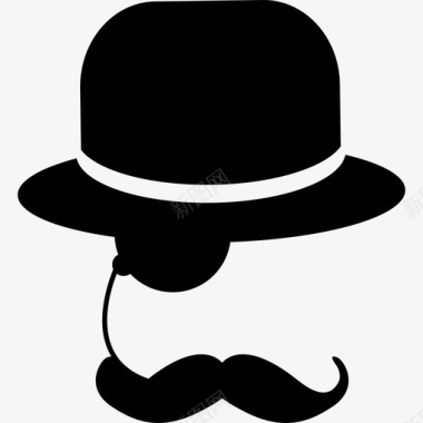 优雅的男人留着一个眼镜胡子戴着帽子图标图标