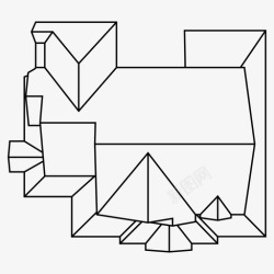 屋顶平面图鸟瞰房子俯视图屋顶图标高清图片