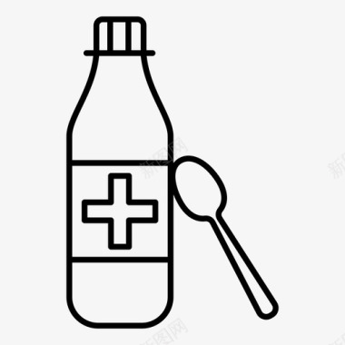剂量药瓶糖浆汤匙图标图标