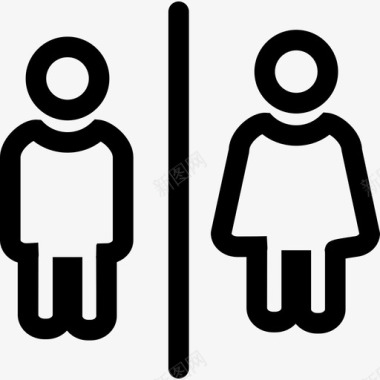 男女浴室轮廓标志标志灯塔图标图标