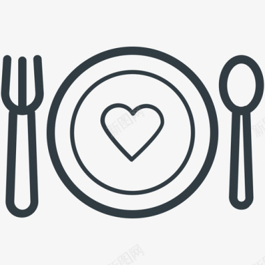 食物菜单爱情和浪漫线图标图标