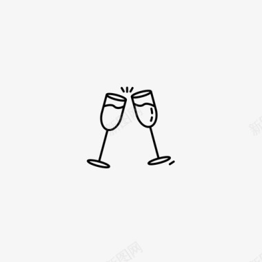 香槟酒杯新年图标图标