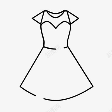 时尚标志胸花裙复古裙女装图标图标