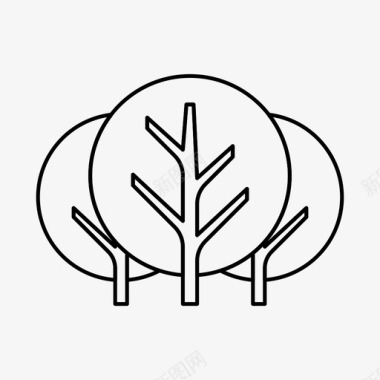 萧瑟的秋天树木植物自然图标图标