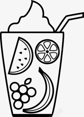 酸奶水果捞冰沙冷的新鲜的图标图标