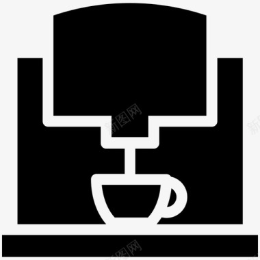 技术高咖啡机管理透镜图标图标