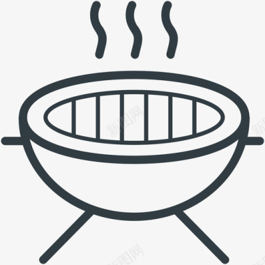 烧烤架食物线图标图标