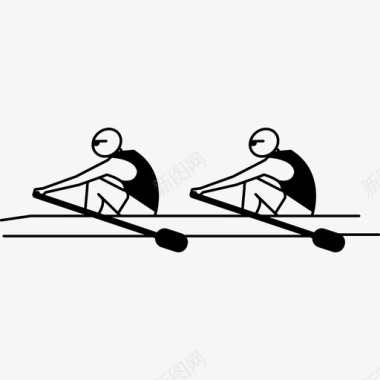玩耍双人划船表演划船图标图标