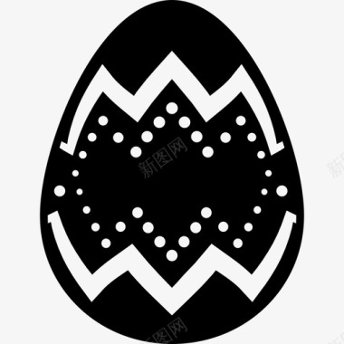 复活节蛋黑巧克力与之字形和点线食品复活节彩蛋图标图标