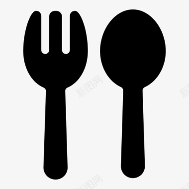 勺子和编织物餐厅礼仪图标图标