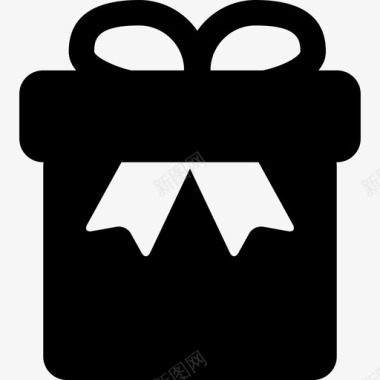 黑色礼品盒顶部有丝带形状图标图标