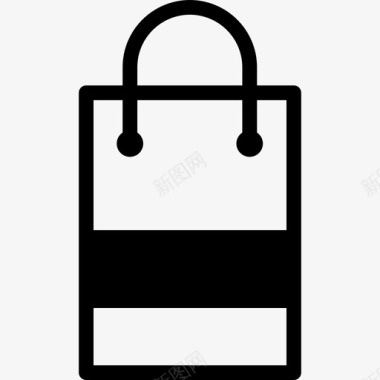 购物袋轮廓与粗黑色横线商业购物商店图标图标