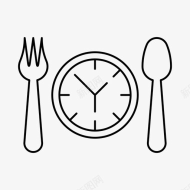 吃午餐时间勺子用餐时间图标图标