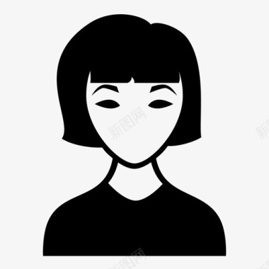 女性头像用户配置文件短发位置图标图标