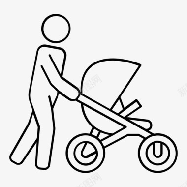 婴儿车母亲孩子图标图标