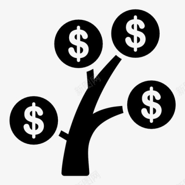 金融项目金钱树花园中心创业图标图标