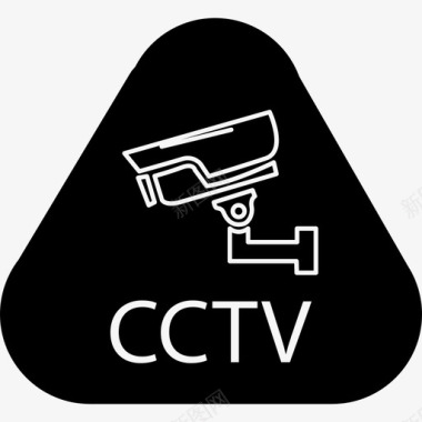 监控闭路电视符号为圆形三角形安全监控满图标图标