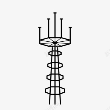 天线电视机电视塔电视信号图标图标