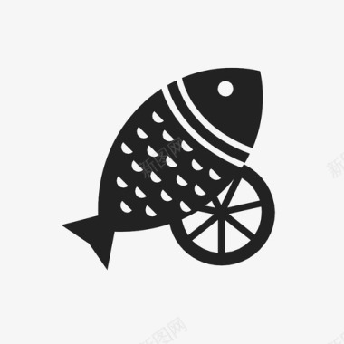 鱼和柠檬配菜海鲜图标图标