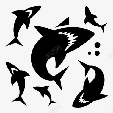 鲨鱼浅滩捕食者图标图标