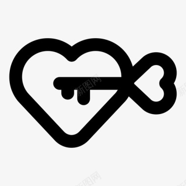 心和钥匙浪漫求婚图标图标