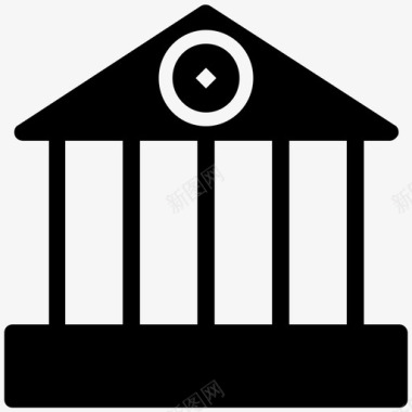 学校建筑教育坚实的标志图标图标