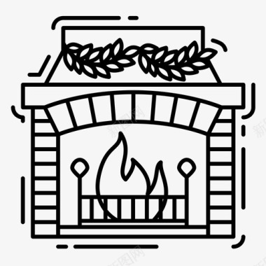 新年免扣素材壁炉暖炉火炉图标图标