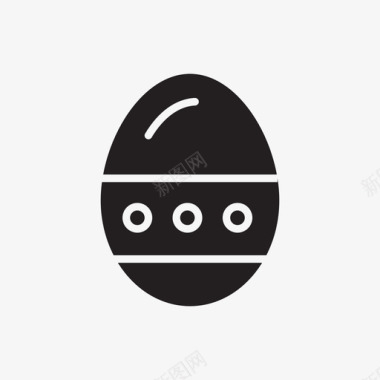 鸡蛋直纹黑色复活节彩蛋图标图标