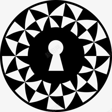 钥匙孔在三角形的圆形装饰形状钥匙孔图标图标