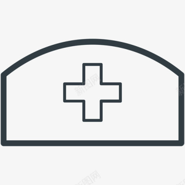 护士帽医疗和健康线图标图标