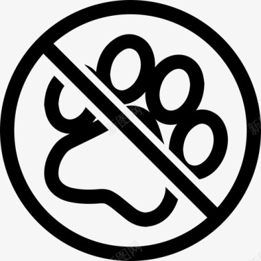 白色禁止符号禁止携带宠物符号动物旅馆图标图标