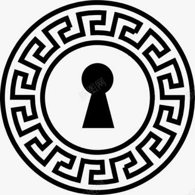 寒食节装饰图案钥匙孔形状有印度图案的圆形装饰形状钥匙孔图标图标