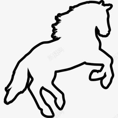 马跳跃轮廓变体动物马图标图标
