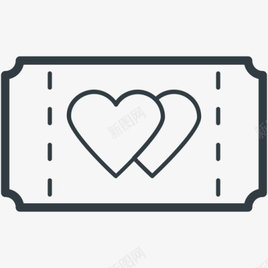 心形签名票爱情和浪漫线图标图标
