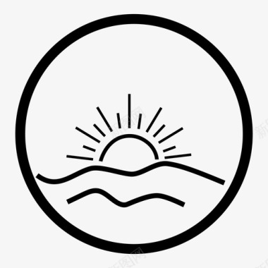 海浪太阳海浪水图标图标