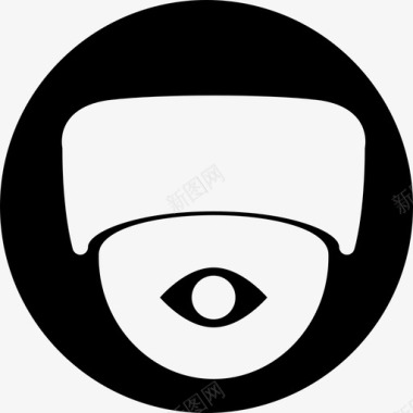 监控摄像机观察符号为圆形安全监控满图标图标