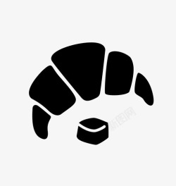 吃火腿牛角面包糕点火腿图标高清图片