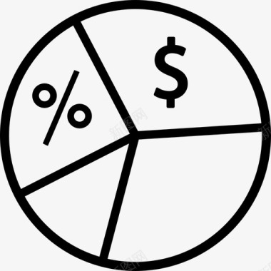 关于金钱符号数据分析的饼图信息图标图标